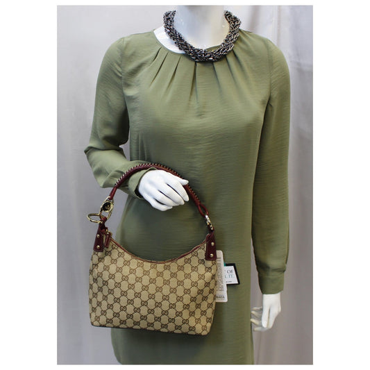 Gucci Classic Ring Tote Shoulder Bag Canvas Beige Jewelry