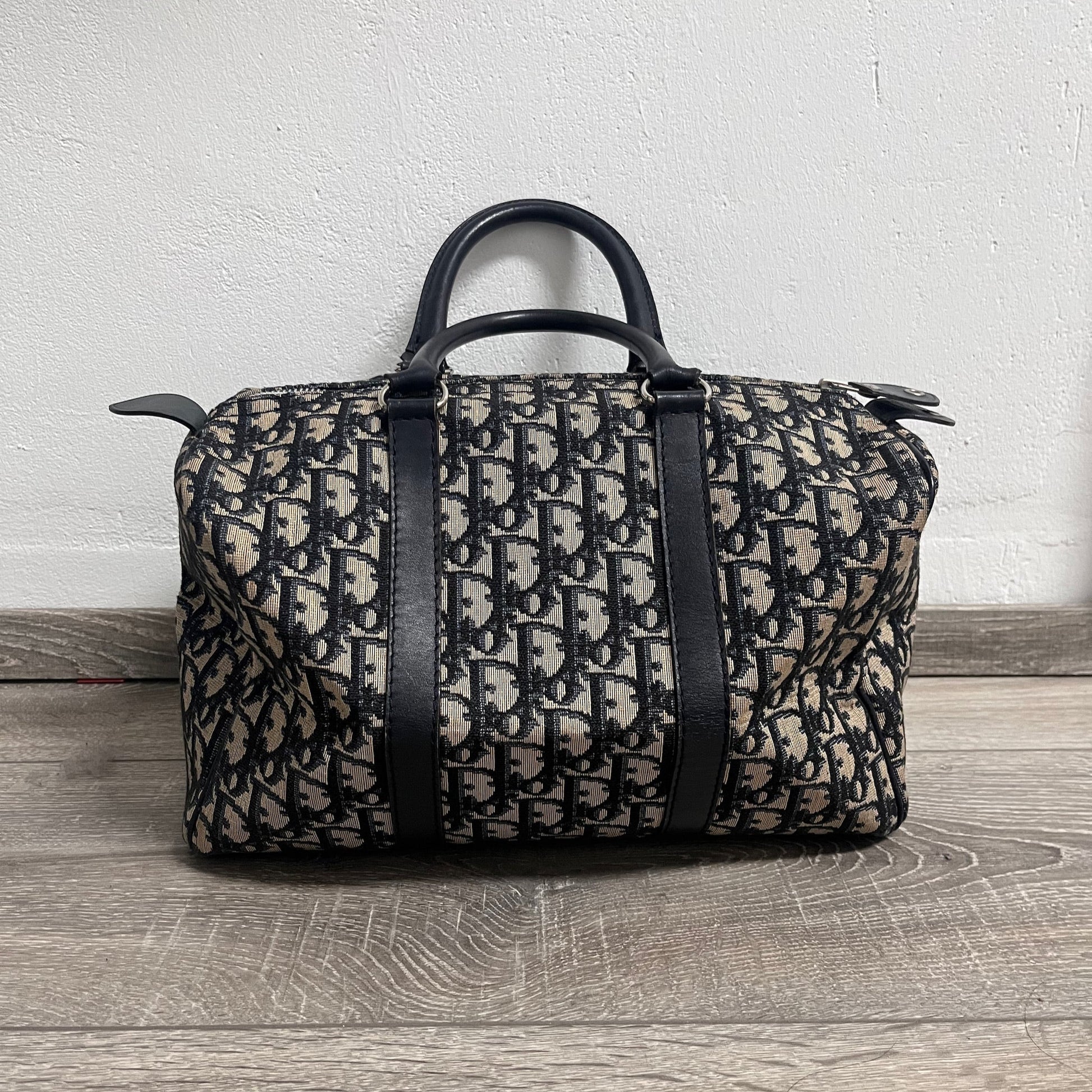 Dior Bowling Boston Bag Oblique Canvas Black Travel Bag