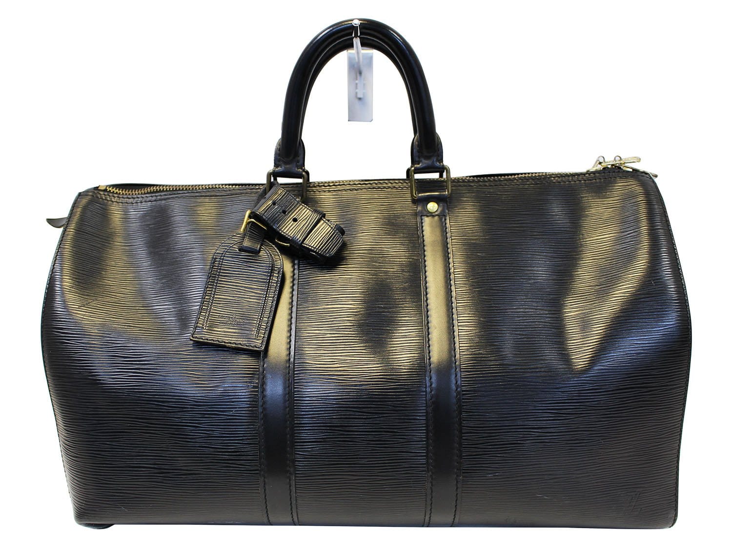 Louis Epi Keepall Boston Satchel Bag Leather Black Travel Bag