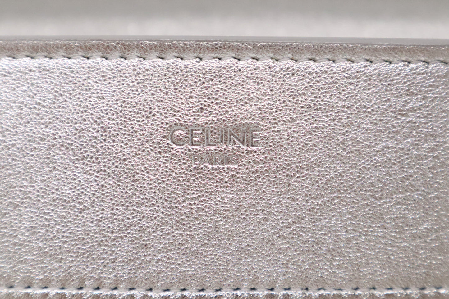 Celine Micro Luggage In Handbag Leather Silver Travel Bag
