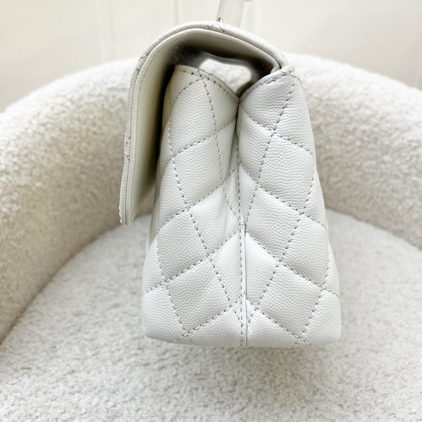 Chanel Small Coco Handle in White Caviar and LGHW (Model: ) Accessory