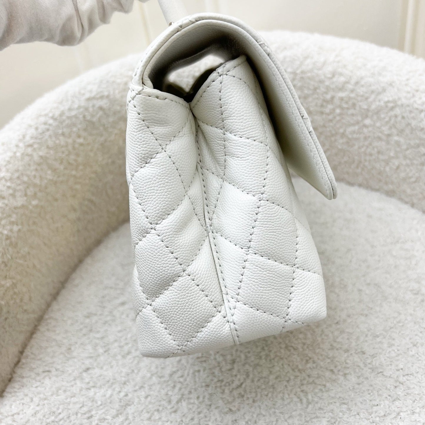 Chanel Small Coco Handle in White Caviar and LGHW (Model: ) Accessory