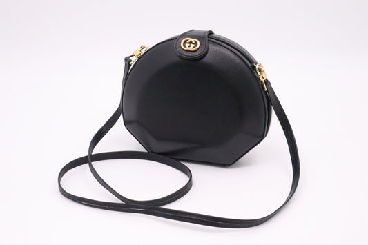 Gucci Hard Leather Black Shoulder Bag