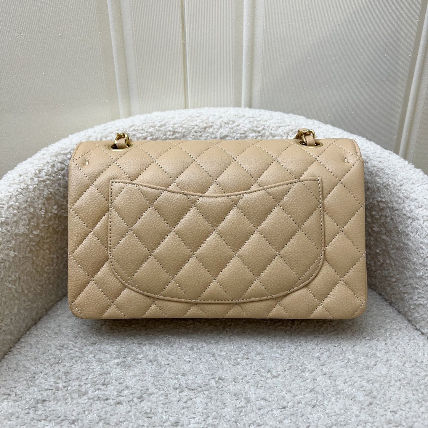 Chanel Small Classic Flap CF in Beige Caviar and GHW Accessory