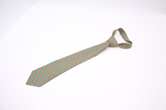 Hermes Tie In Silk Handbag Green Travel Bag