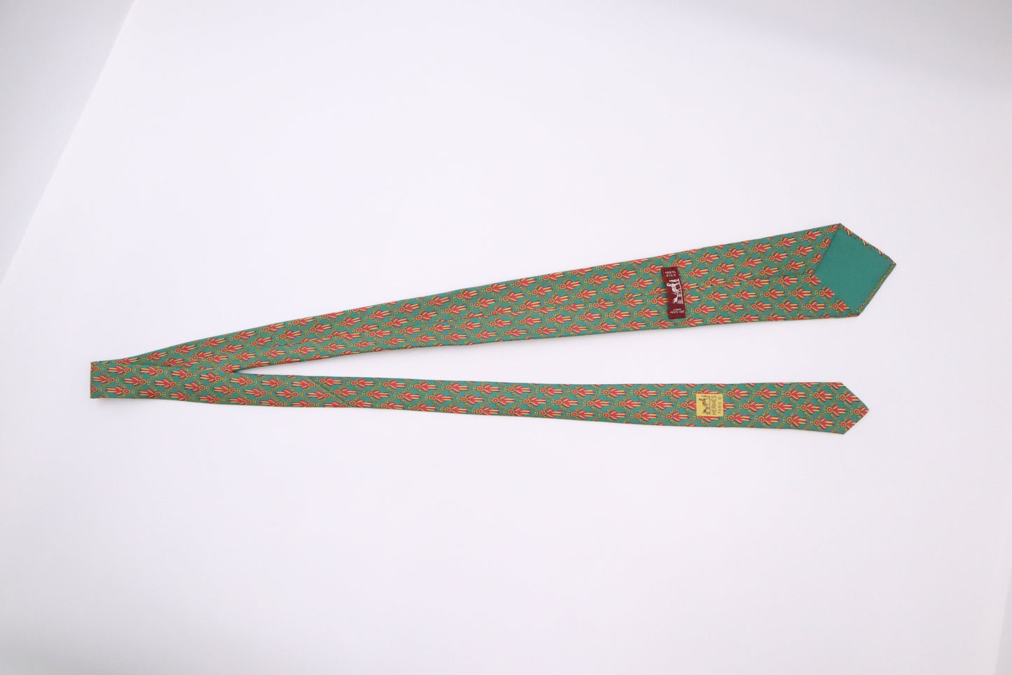 Hermes Tie In Silk Handbag Green Travel Bag