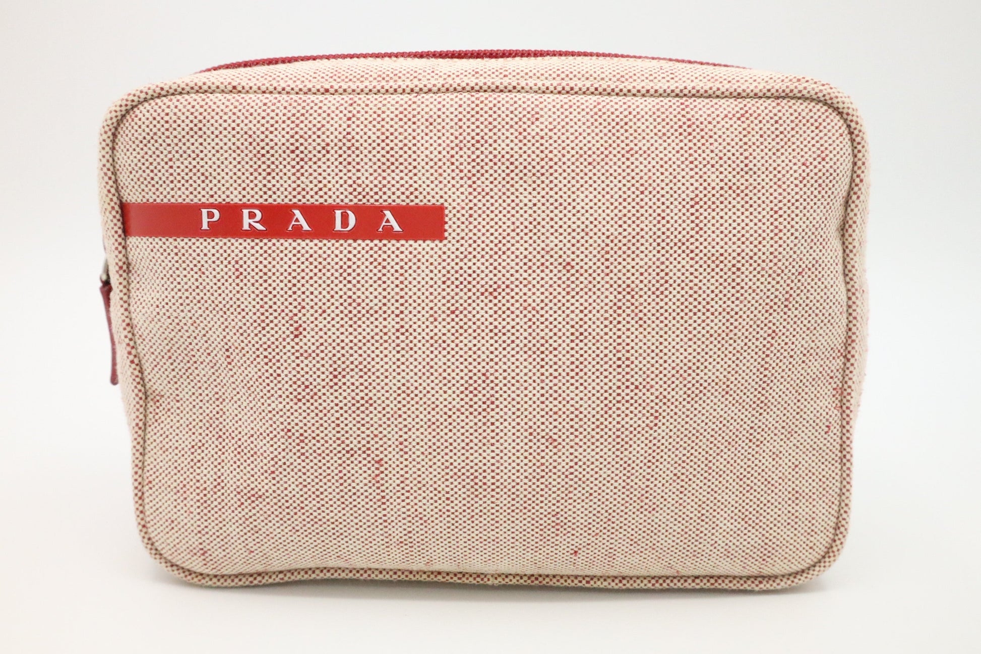Prada Pouch In And Handbag Canvas Beige Travel Bag