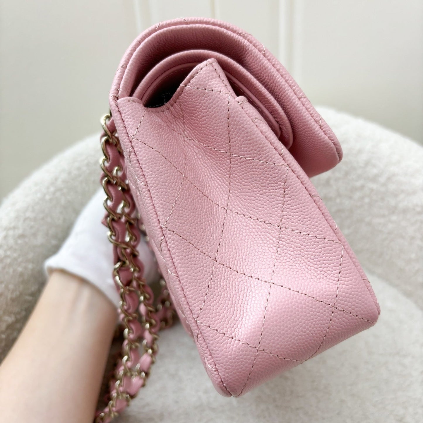 Chanel Small Classic Flap CF in Sakura Pink Caviar LGHW Accessory