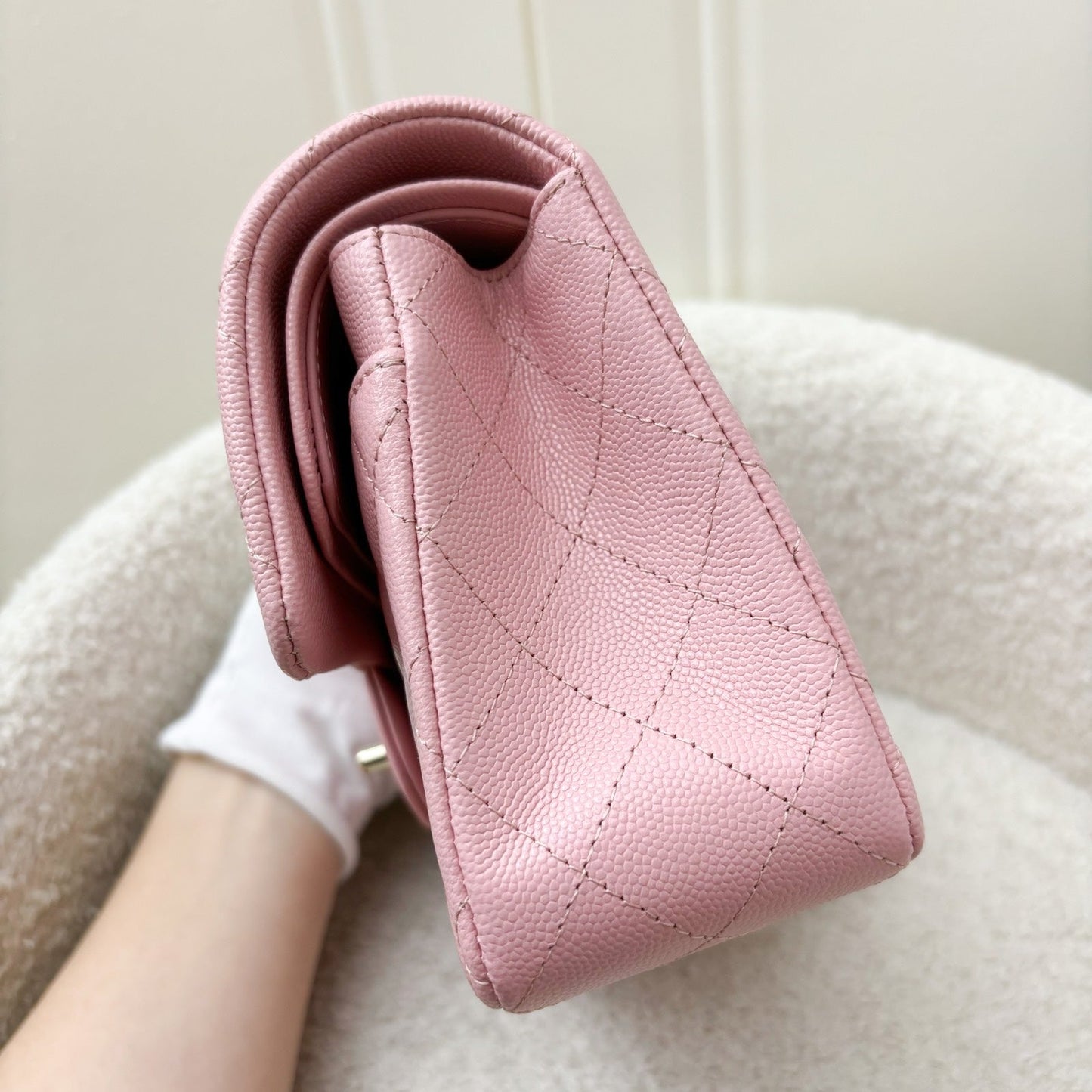Chanel Small Classic Flap CF in Sakura Pink Caviar LGHW Accessory