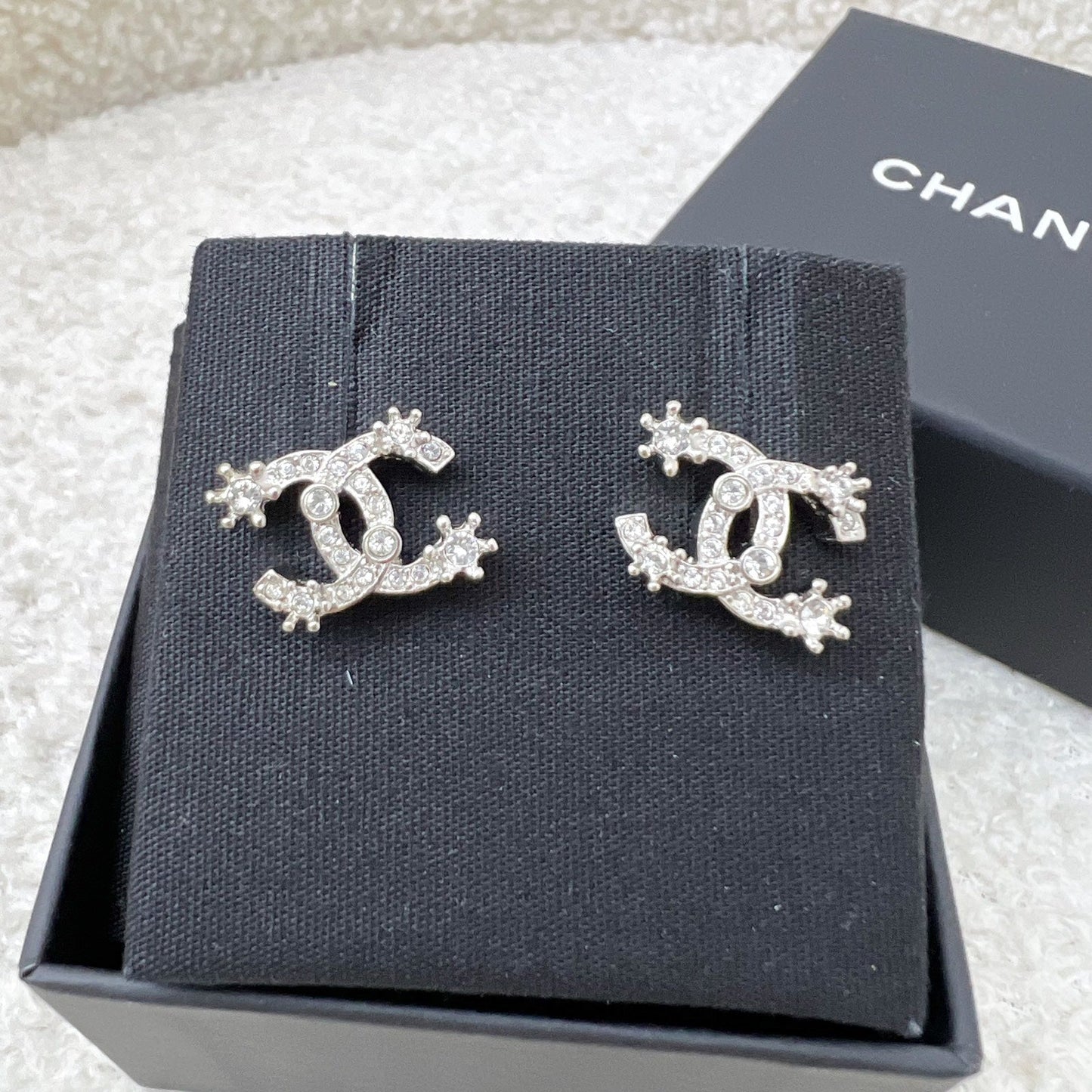 Chanel CC Logo Earrings with Crystal Jewelry