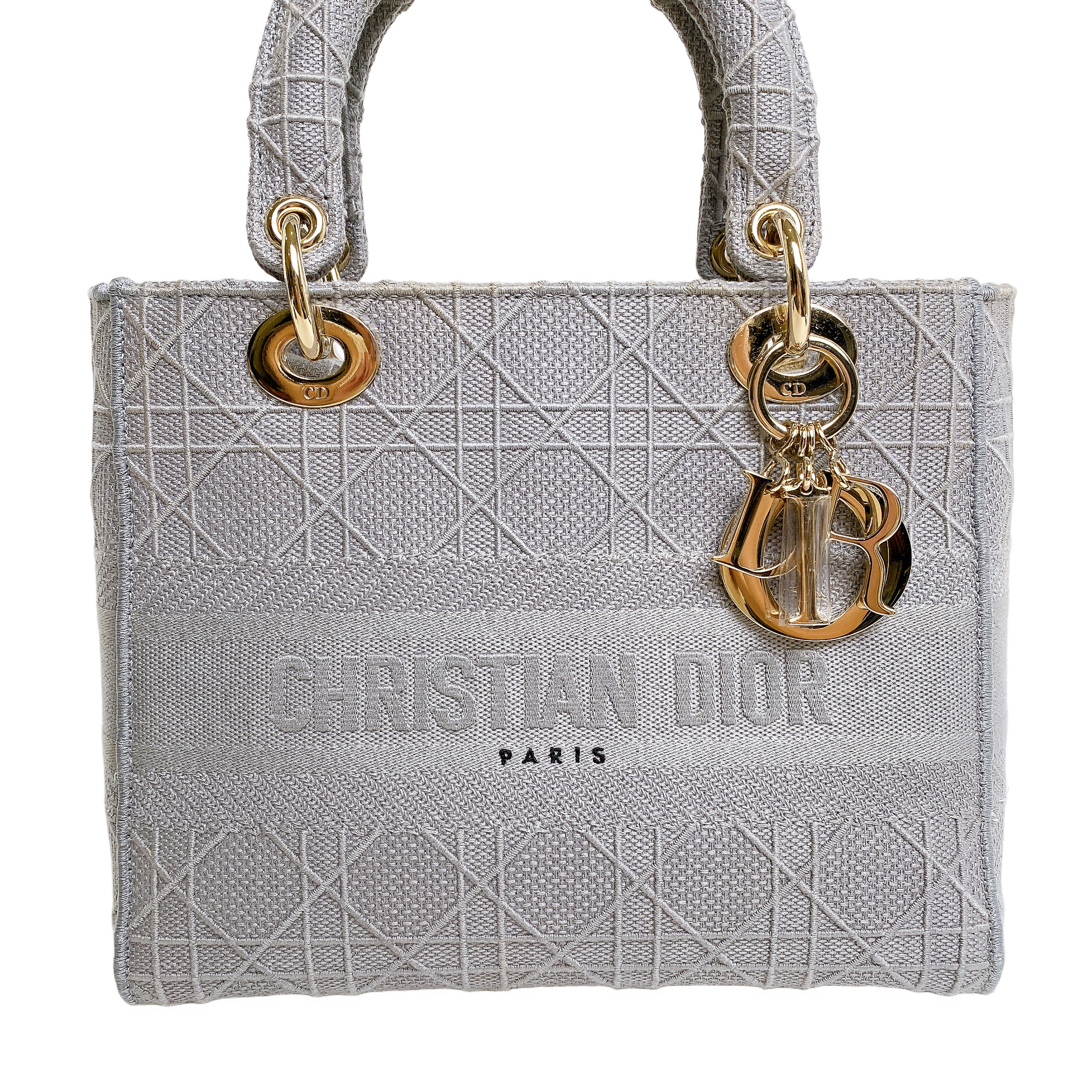 Dior Lady In Grey Handbag Gray Medium Travel Bag