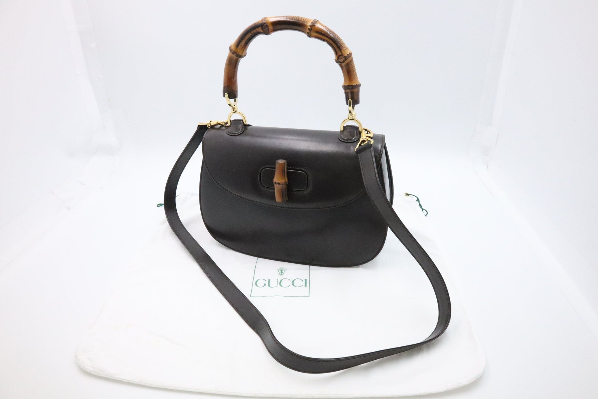 Gucci Bamboo Leather Brown Handbag Leather 1