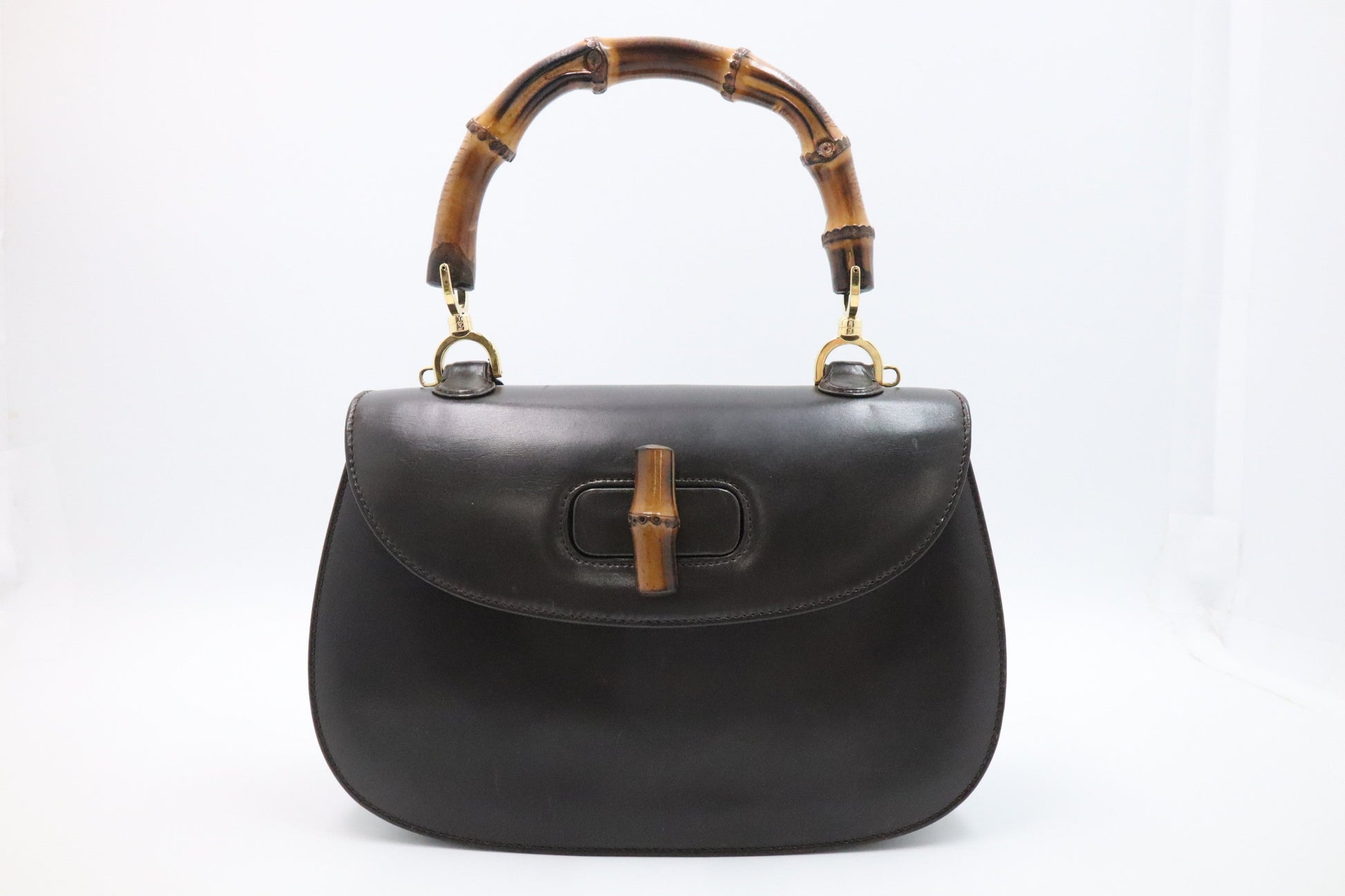 Gucci Bamboo Leather Brown Handbag Leather 1