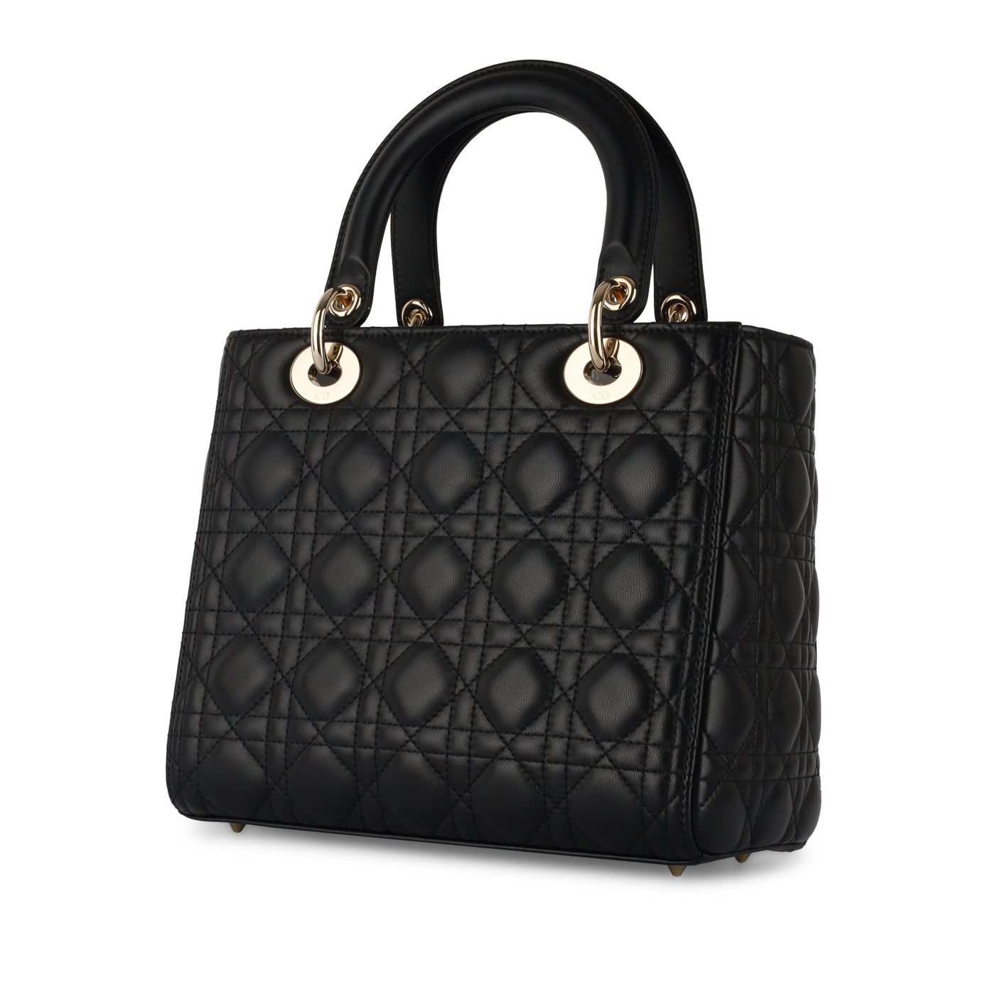 Dior Christian Lady Crossbody Bag Medium Black Lambskin Cghw