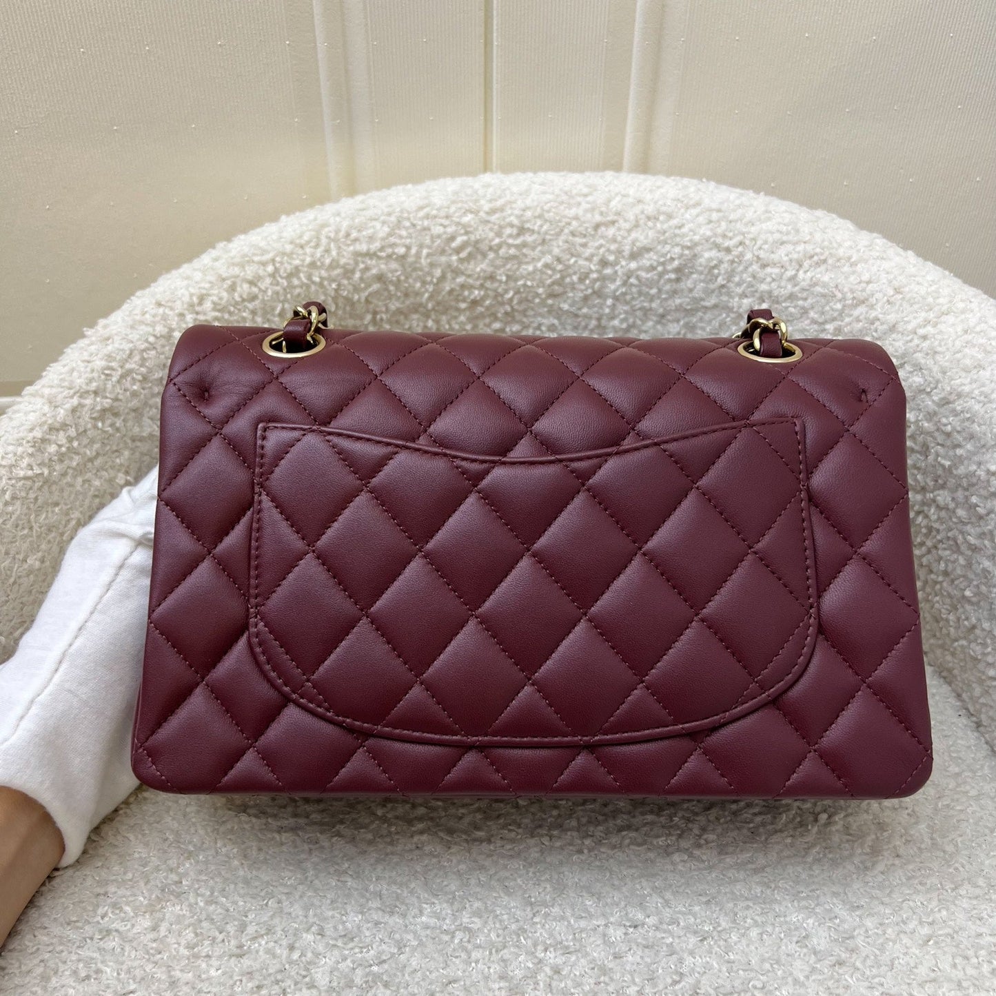 Chanel Small Classic Flap CF in Burgundy Lambskin and LGHW Accessory