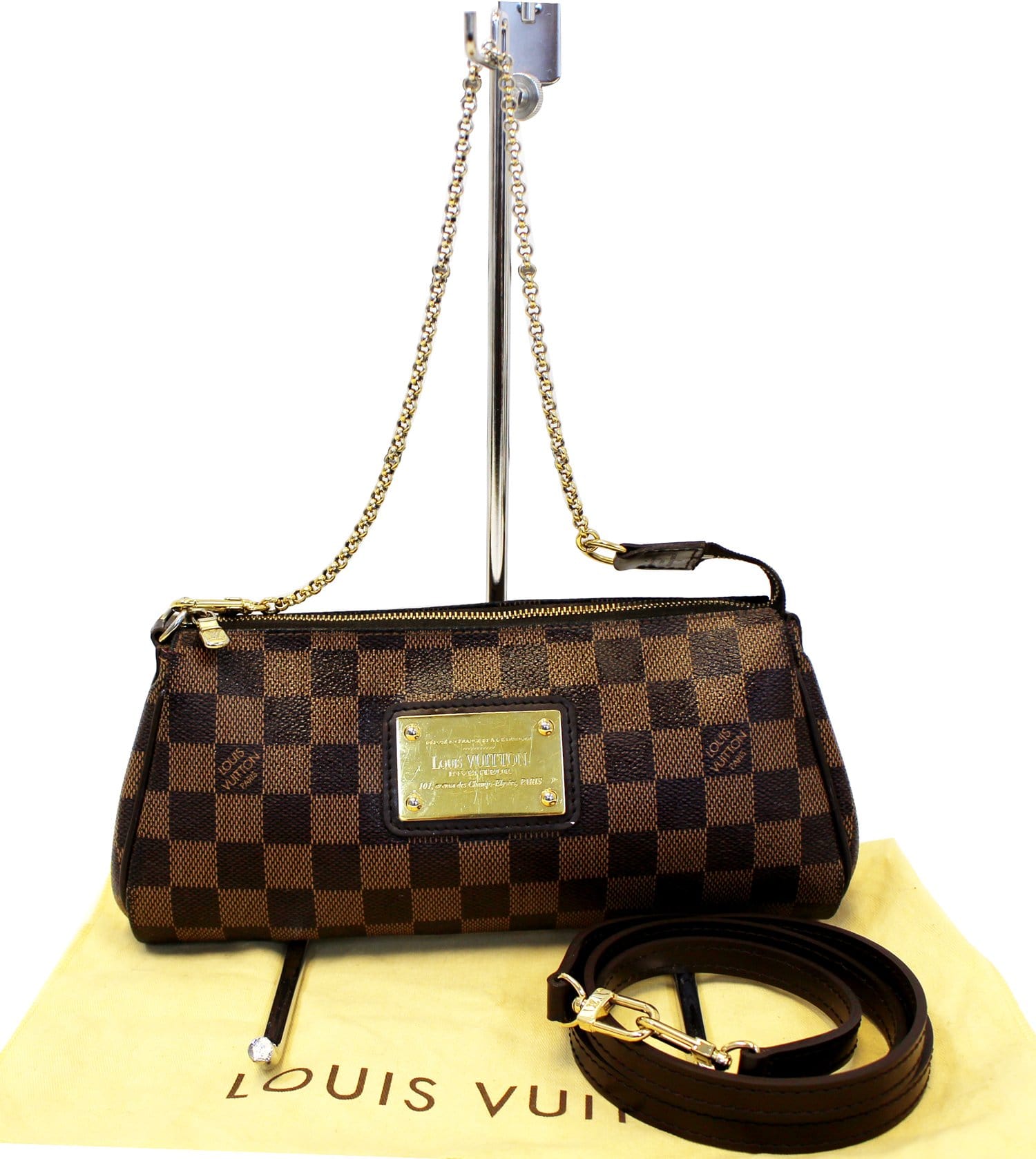 Louis Damier Ebene Eva Accessories Pouch Crossbody Crossbody Bag Bag E4256