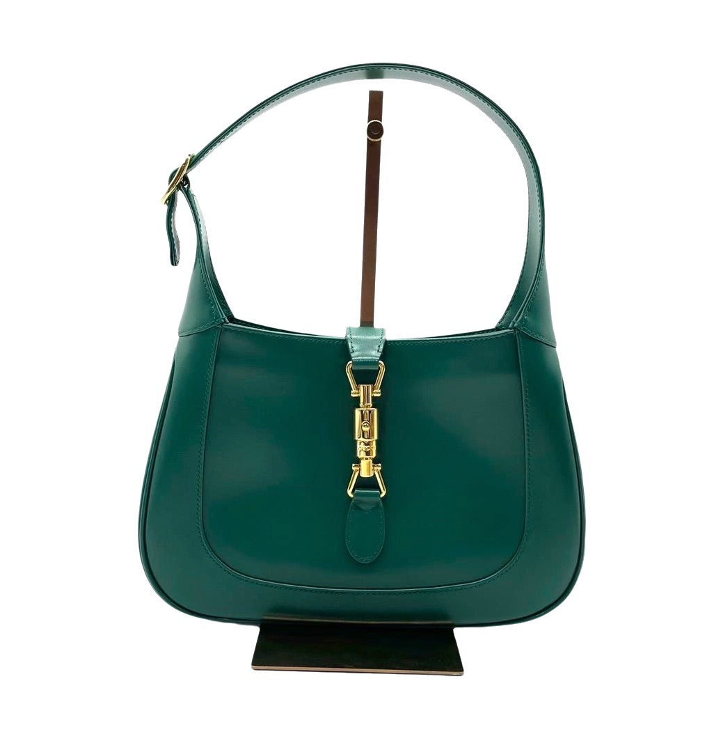 Gucci Jackie Adjustable Strap Leather Green Small Handbag
