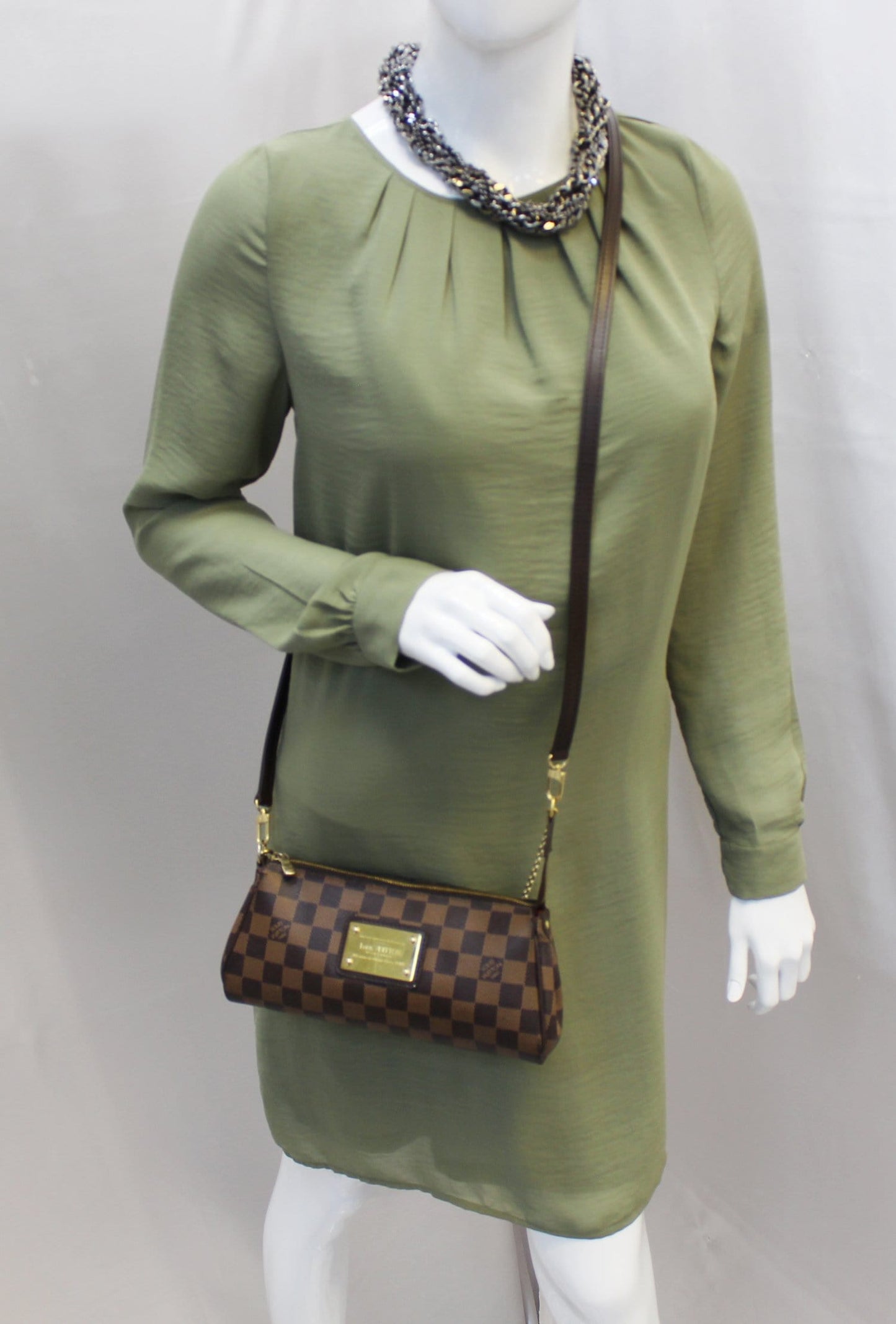 Louis Damier Ebene Eva Accessories Pouch Crossbody Crossbody Bag Bag E4256