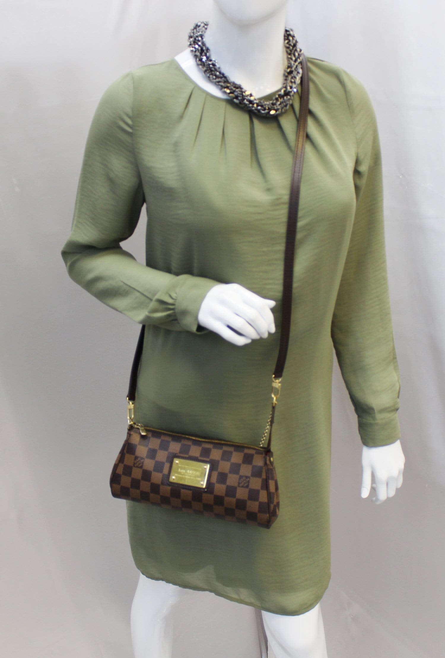 Louis Damier Ebene Eva Accessories Pouch Crossbody Crossbody Bag Bag E4256
