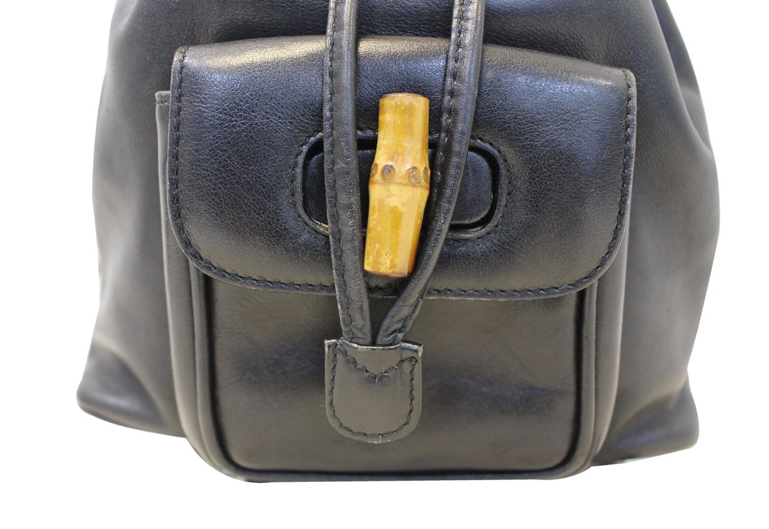 Gucci Backpack Bamboo Handbag Leather Black