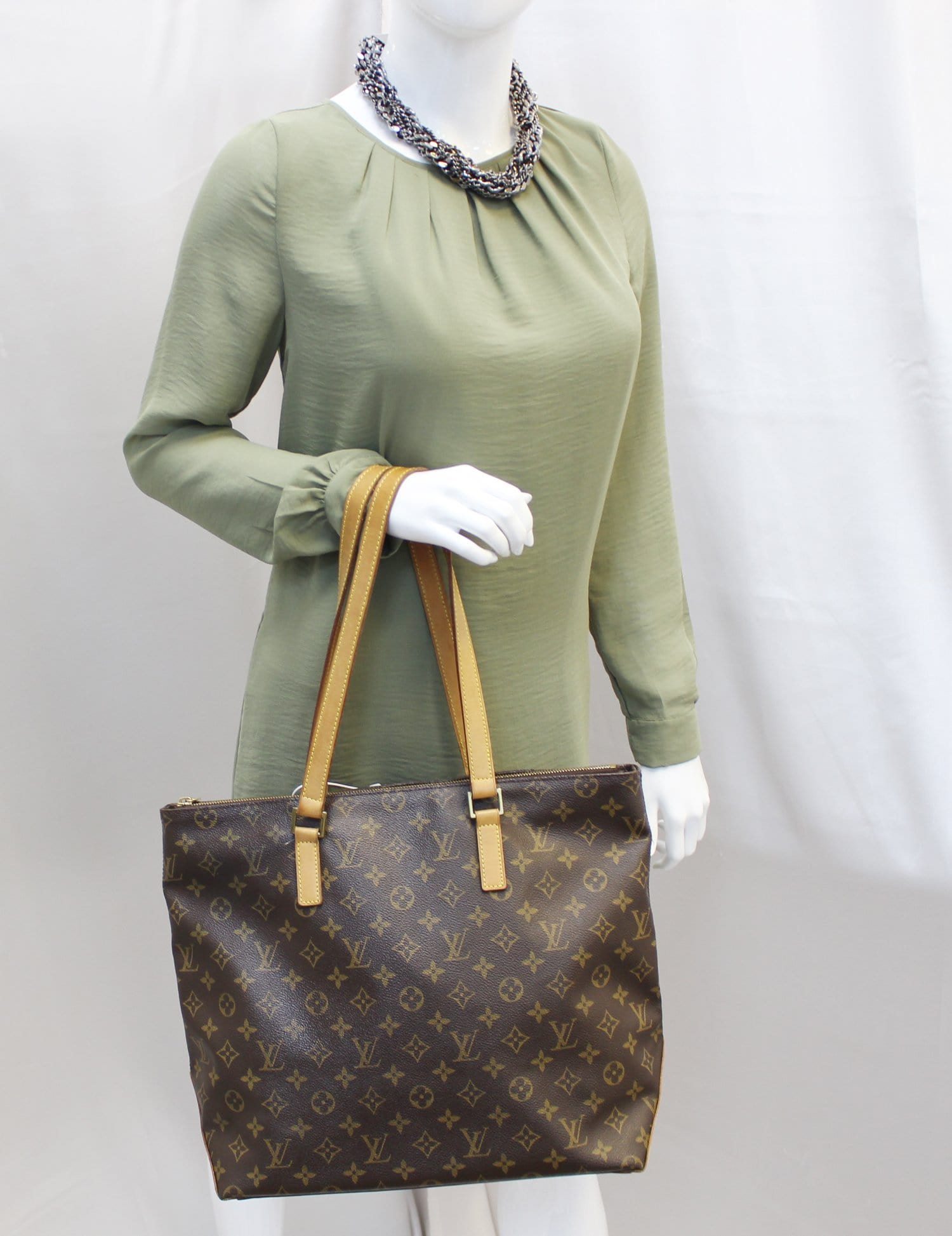 Louis Cabas Mezzo Tote Bag Canvas Monogram Shoulder Bag