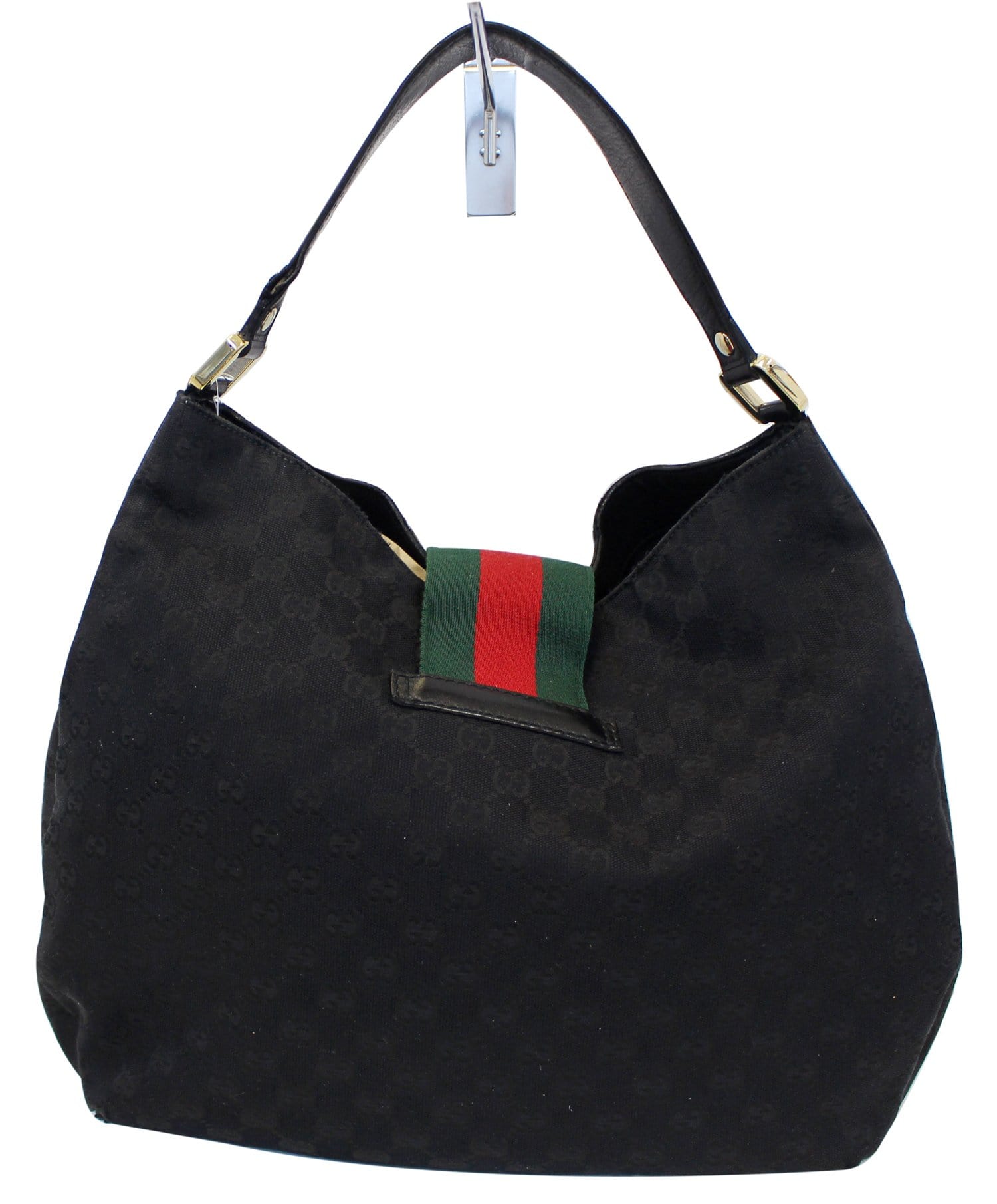 Gucci Ladies Web Hobo Monogram Black Travel Bag