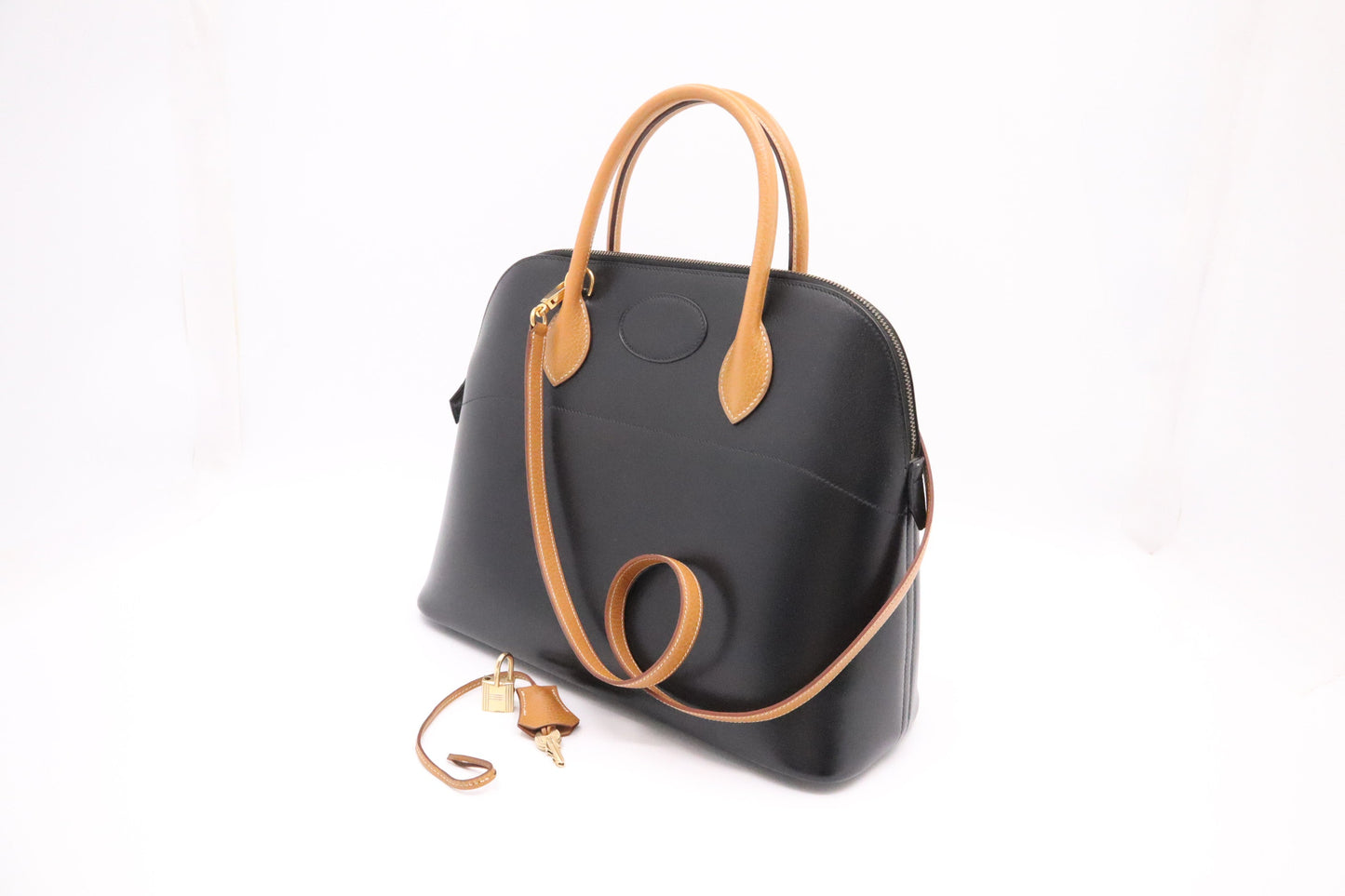 Hermes Bolide In Box Handbag Leather Black Travel Bag