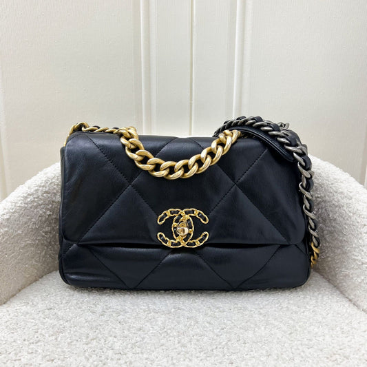 Chanel 19 Small Flap in Black Goatskin and 3-tone HW Accessory
