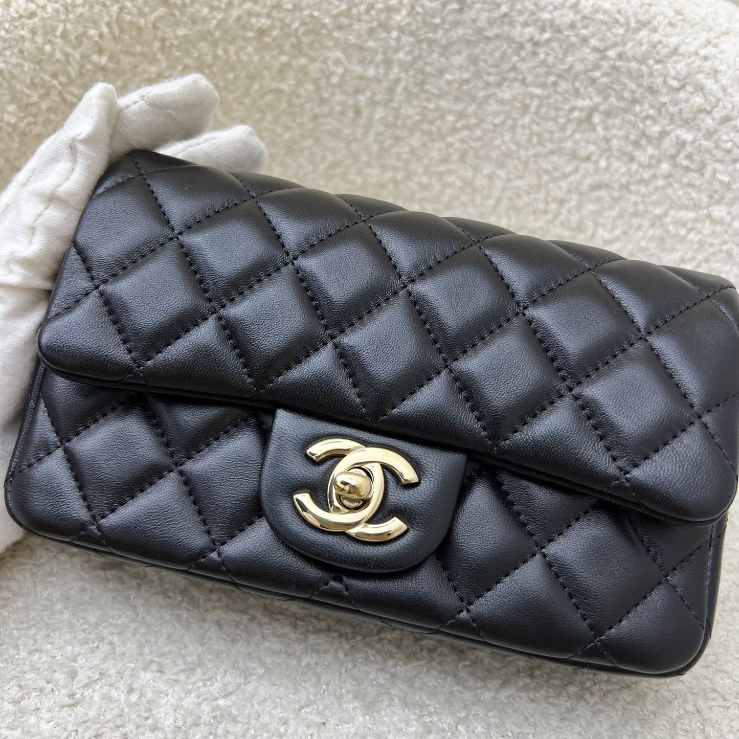 Chanel Extra Mini Rectangular Flap in Black Lambskin and GHW (Model: ) Accessory