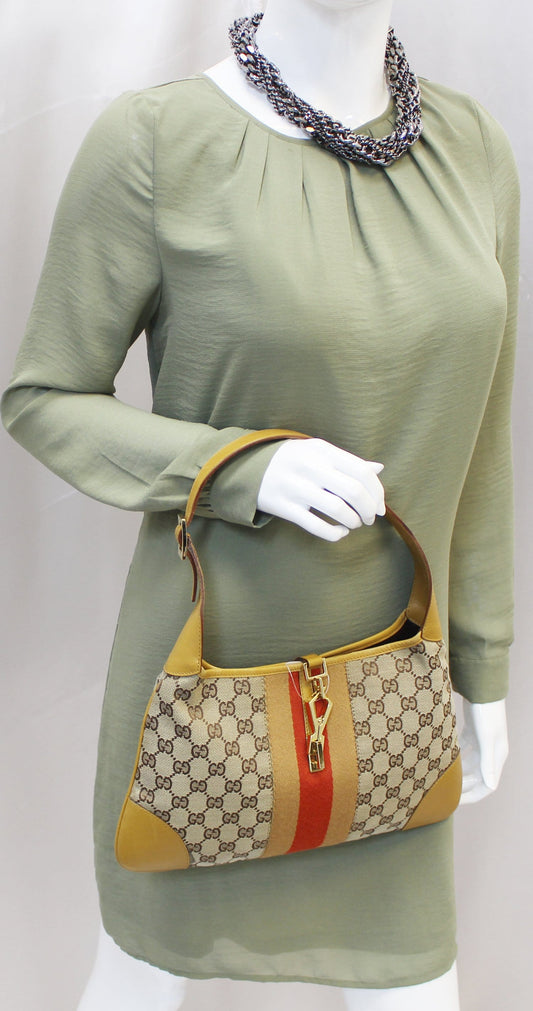 Gucci Jackie Shoulder Hobo Bag Leather Canvas Shoulder Bag