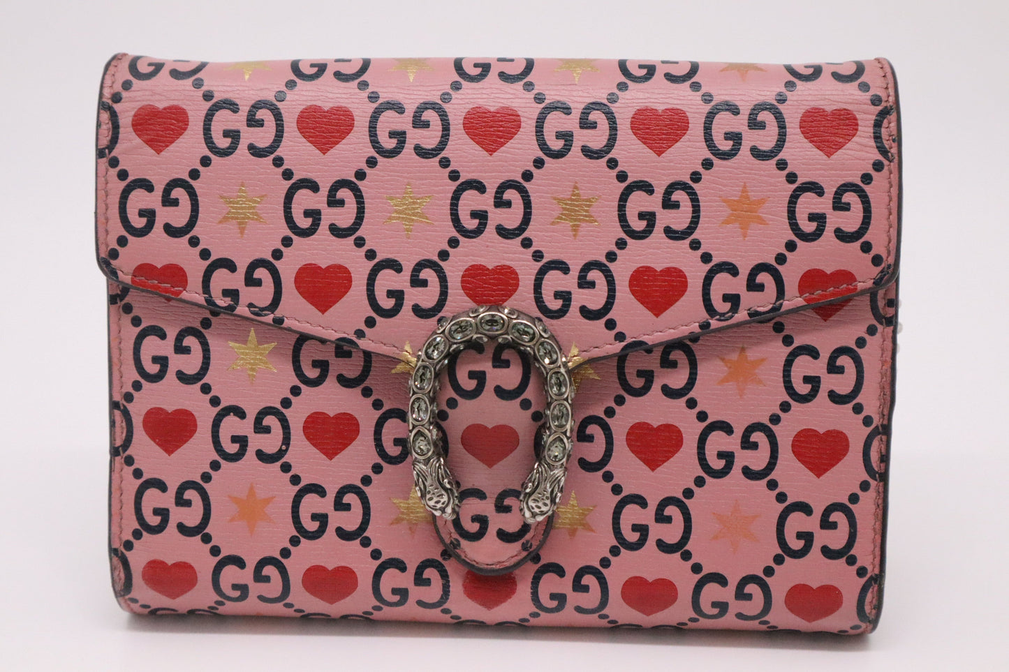 Gucci Valentine's Day Exclusive Dionysus Hearts Leather Pink Mini Shoulder Bag
