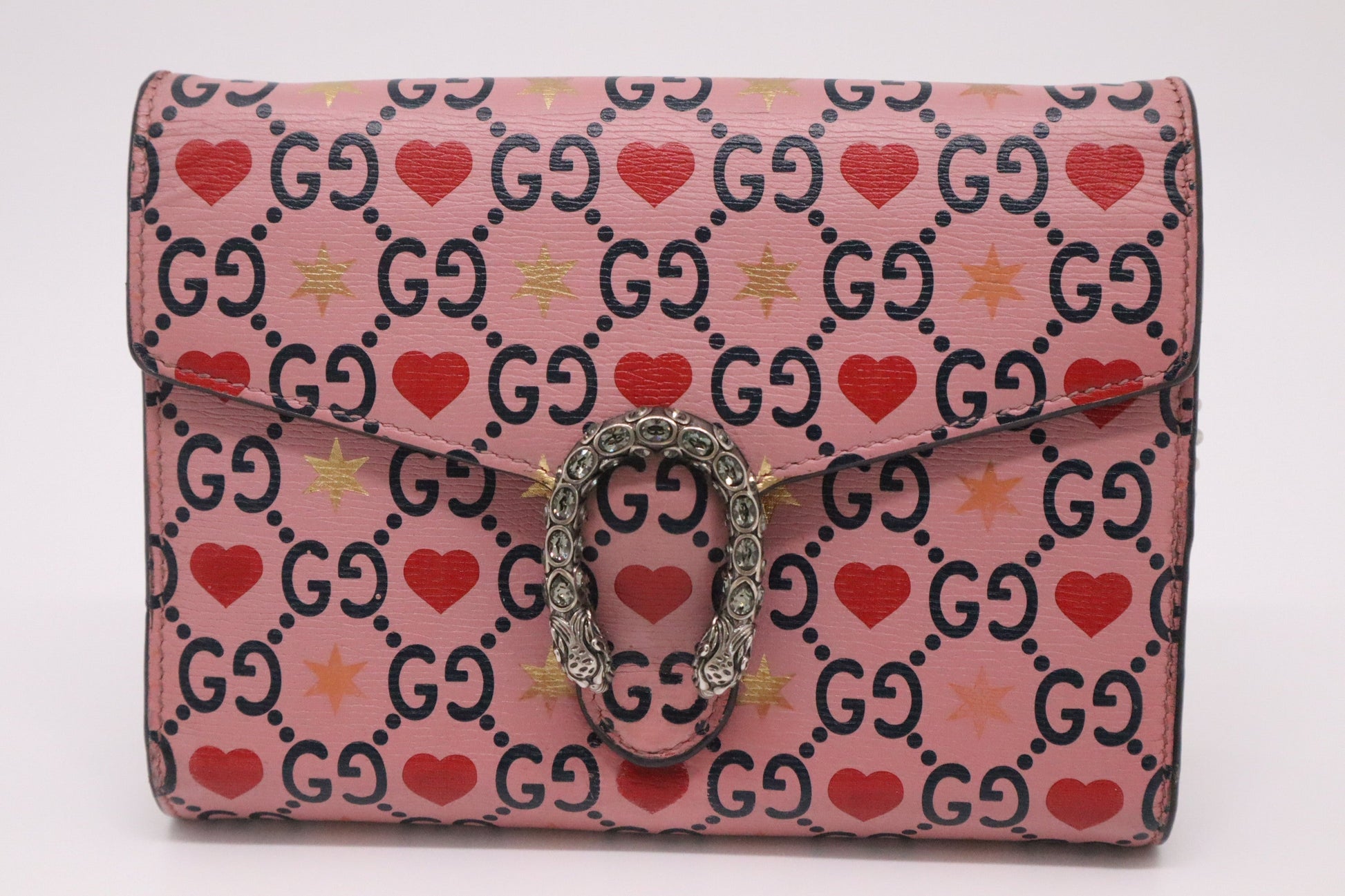 Gucci Valentine's Day Exclusive Dionysus Hearts Leather Pink Mini Shoulder Bag
