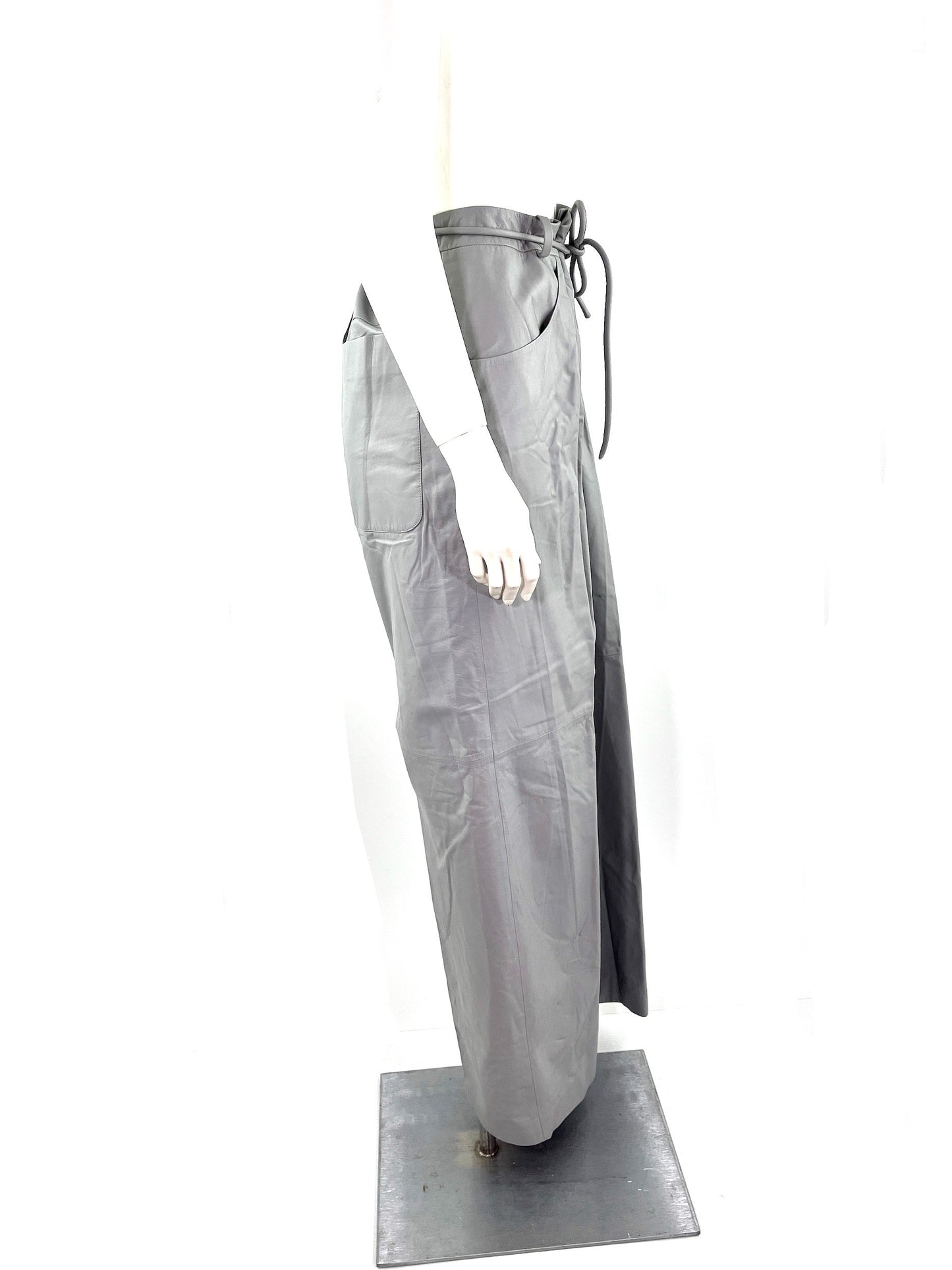 Chanel New 2014 Gray Leather Wide Leg Pants 42 8