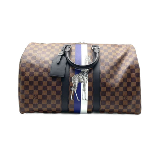 Louis Vuitton SS17 Savannah Keepall 45 Bandouliere Giraffe Brown Canvas Damier Travel Bag