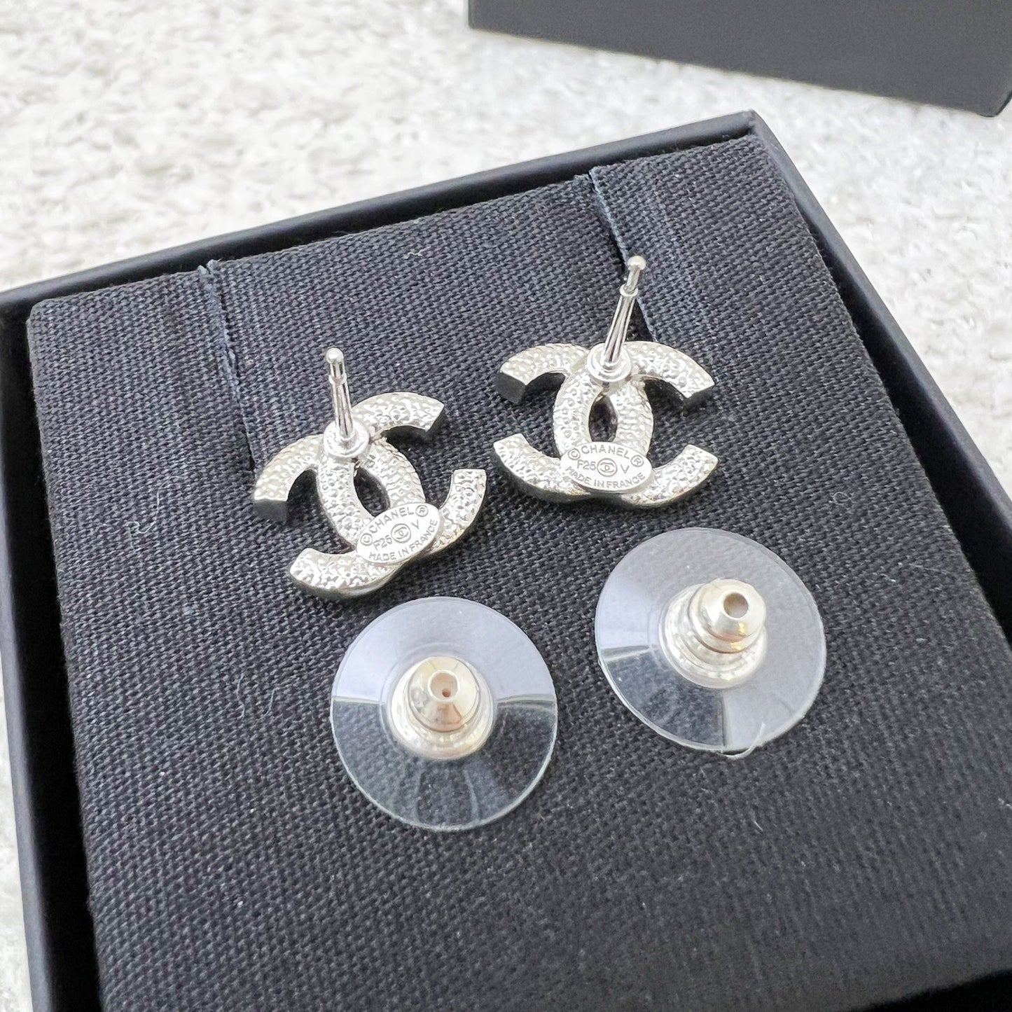 Chanel Classic CC Logo Small Earrings with Crystals in SHW (Model: ) Jewelry