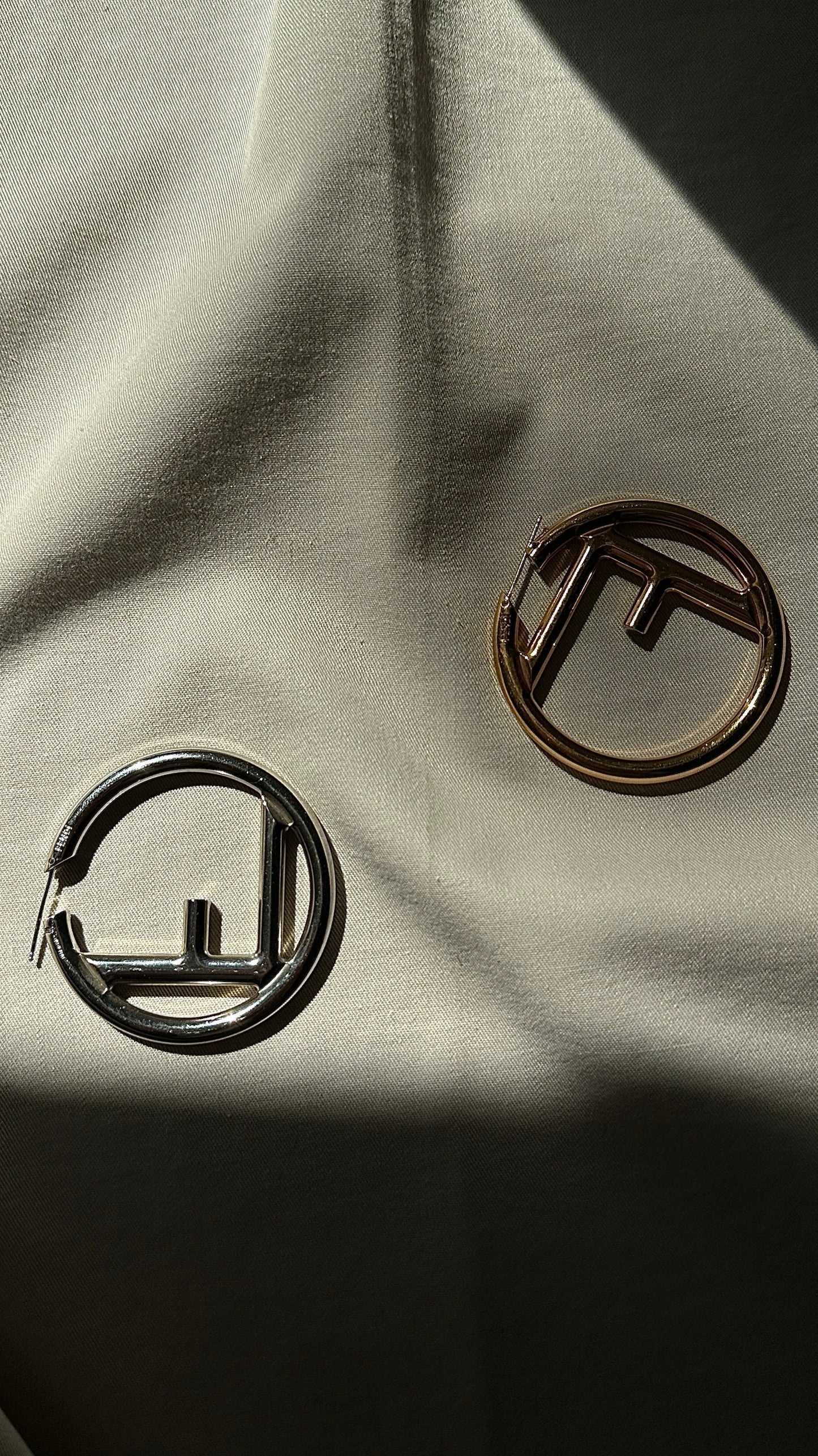 Fendi F Hoop Earrings Gold Silver Large Jewelry
