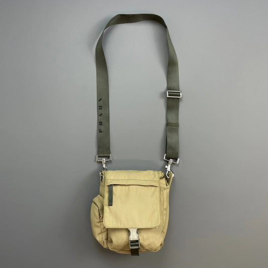 Prada Crossbody Bag Sport 00s Crossbody Utility Spellout Satchel Canvas Nylon Beige Satchel Bag