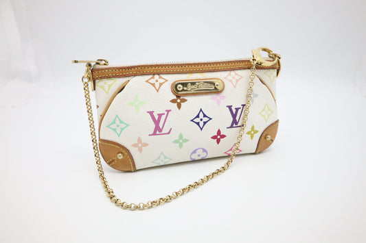 Louis Vuitton Pochette Milla MM Monogram Canvas White Multicolor Clutch Bag