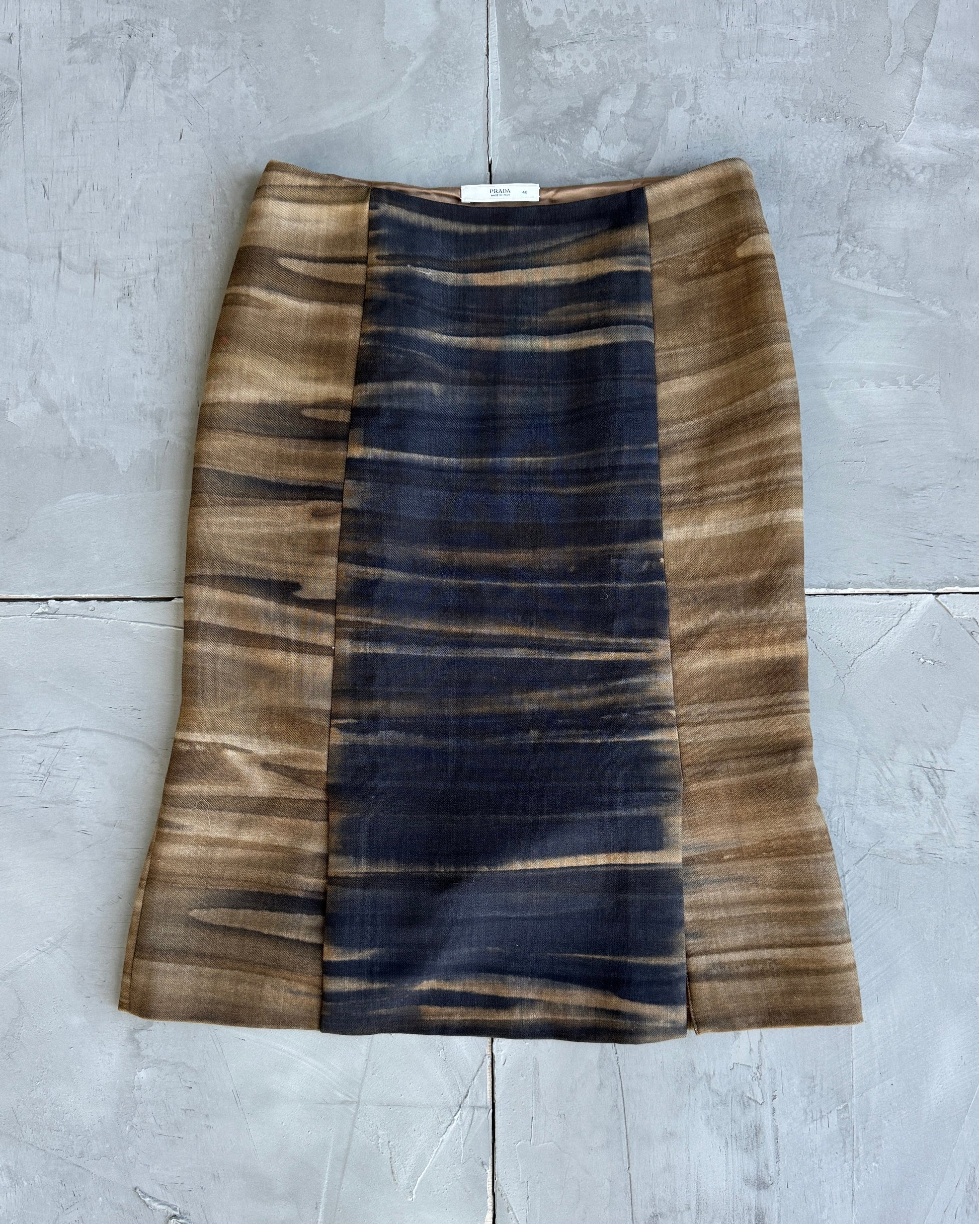 Prada Handbag Wool Midi Skirt - S Brown