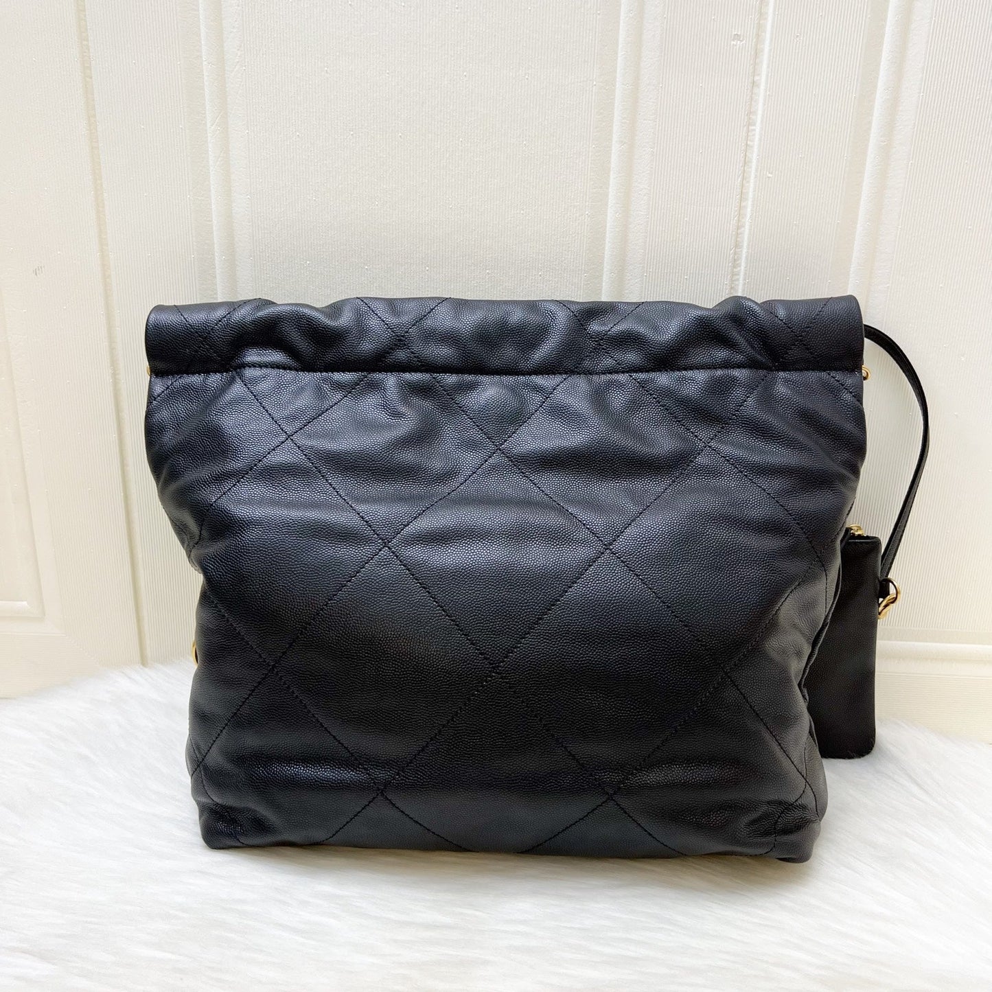 Chanel 22 Small Hobo Handbag in Black Shiny Caviar and AGHW (Model: )