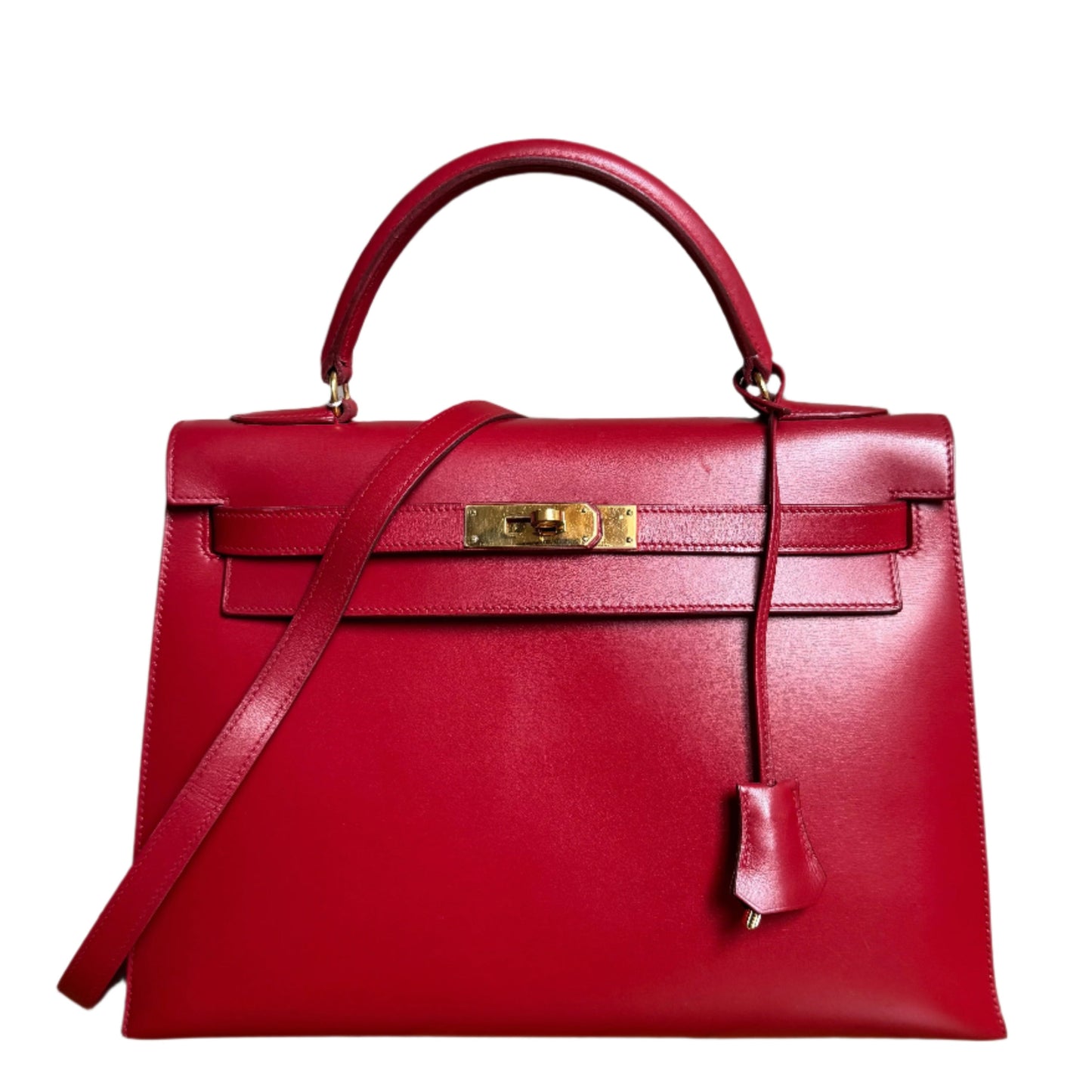 Hermes Kelly Sellier Rouge Vif Box Calf Hw Leather Red Travel Bag