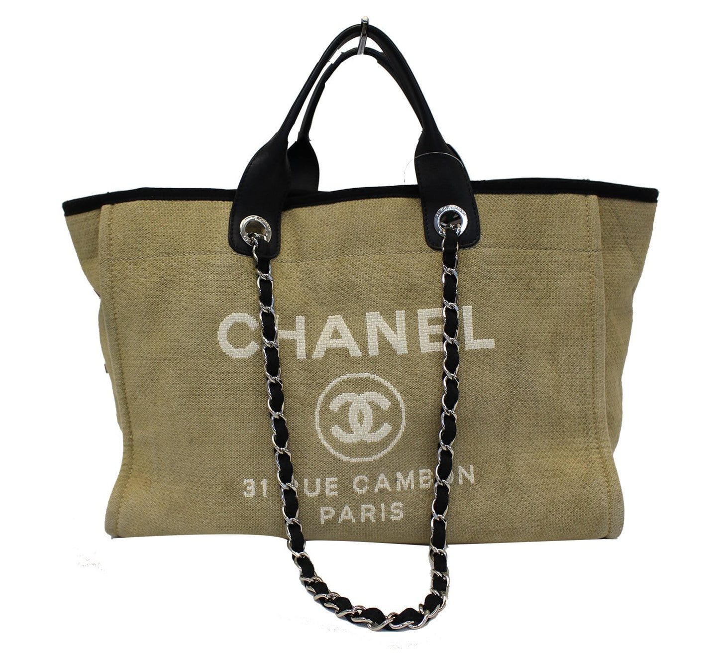Chanel Deauville Shopping Tote Bag Denim Beige Shoulder Bag