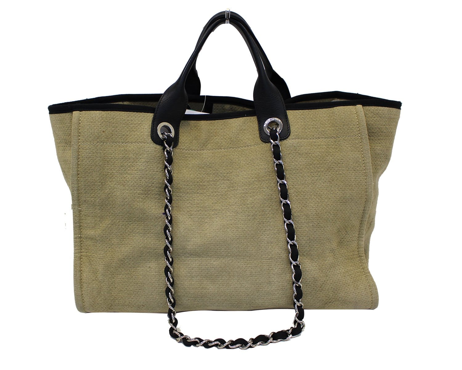 Chanel Deauville Shopping Tote Bag Denim Beige Shoulder Bag