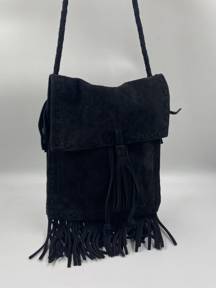 Prada Fringed Bag Suede Black Shoulder Bag