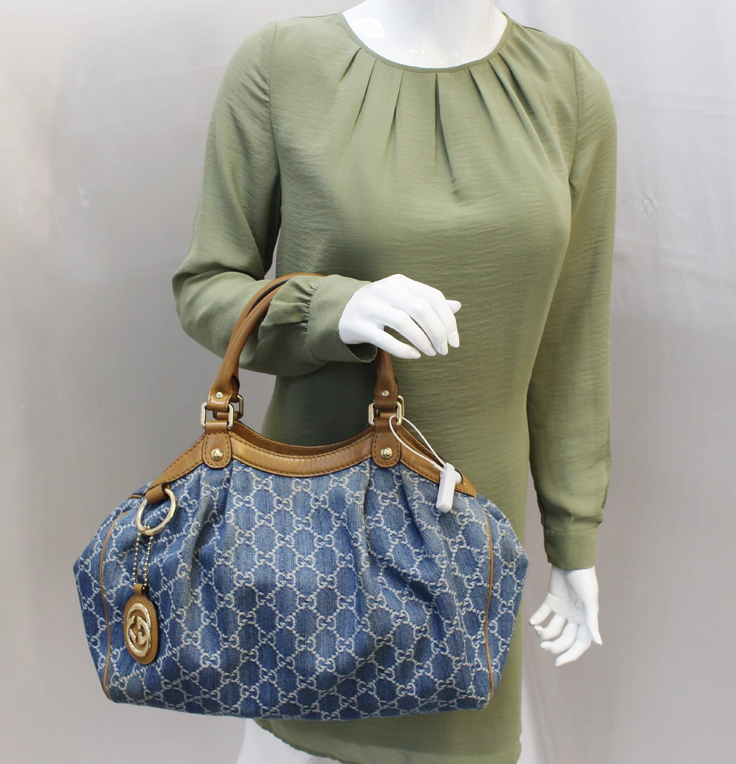 Gucci Sukey Tote Shoulder Bag Sukey Denim Blue