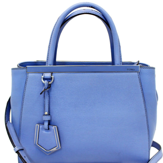 Fendi Roma Petite Jours Shoulder Handbag Leather Blue Shoulder Bag