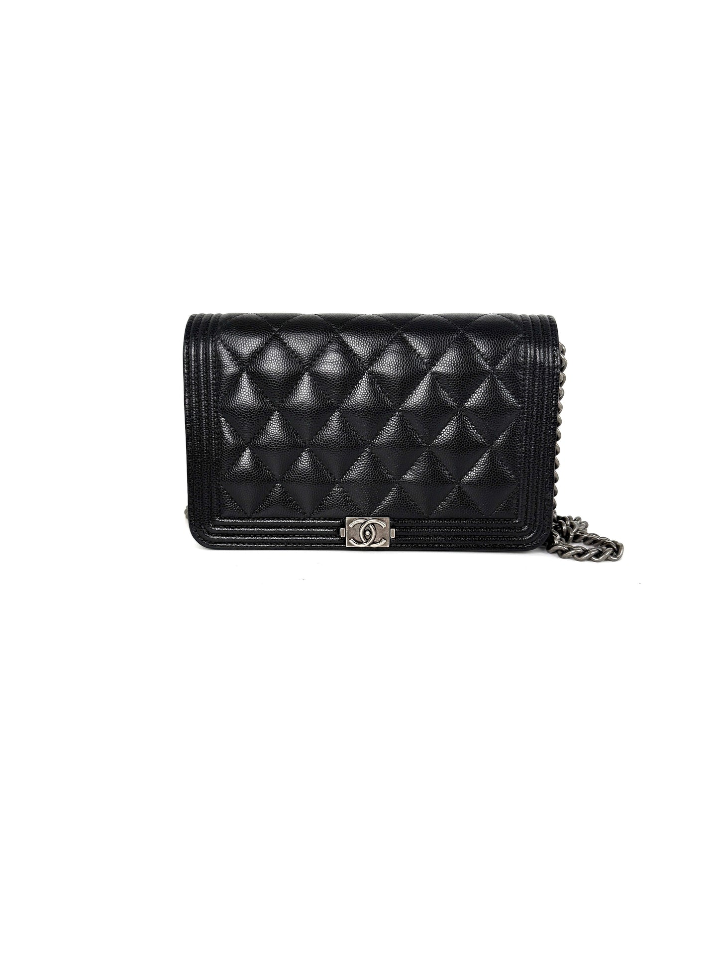Chanel Boy Quilted Caviar Leather WOC Wallet on Chain Crossbody Bag