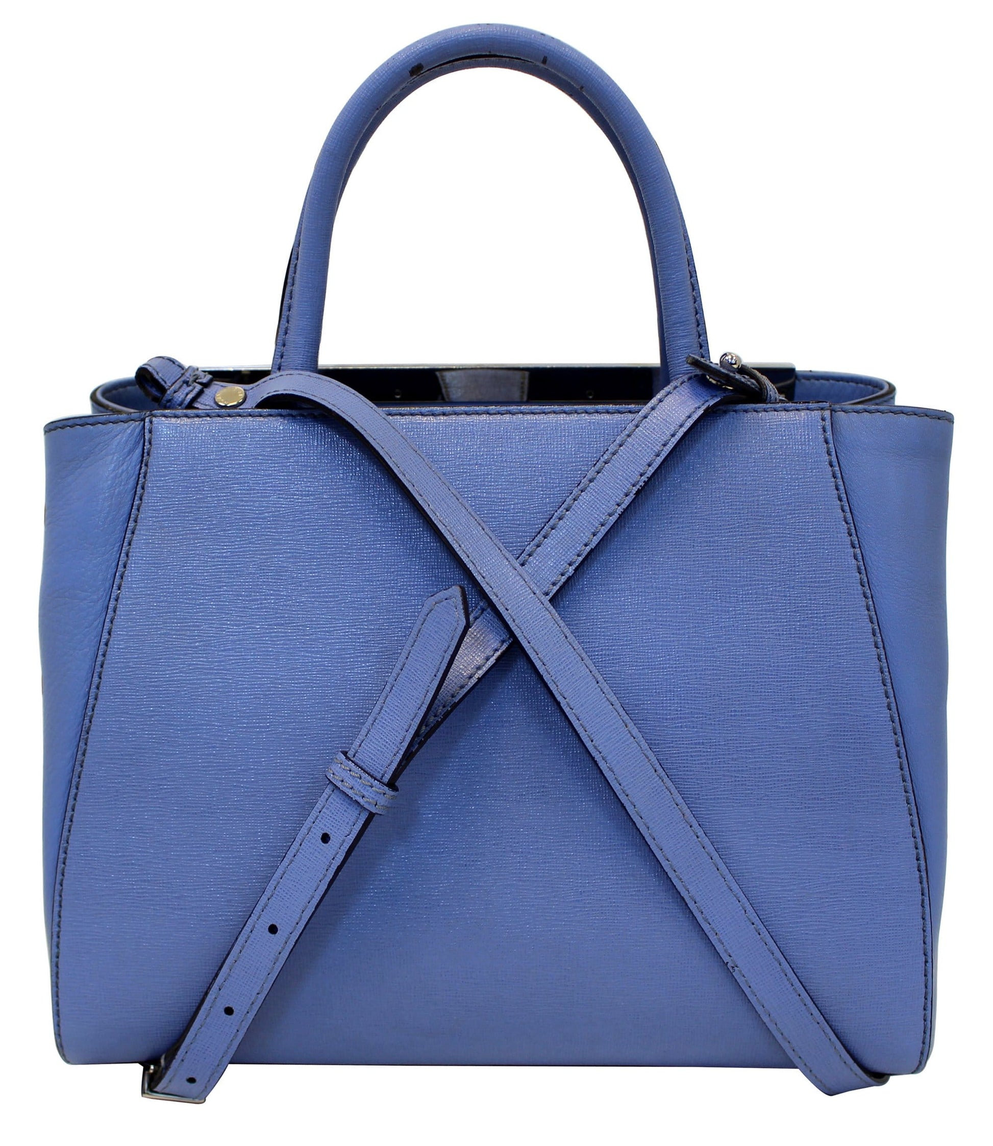 Fendi Roma Petite Jours Shoulder Handbag Leather Blue Shoulder Bag