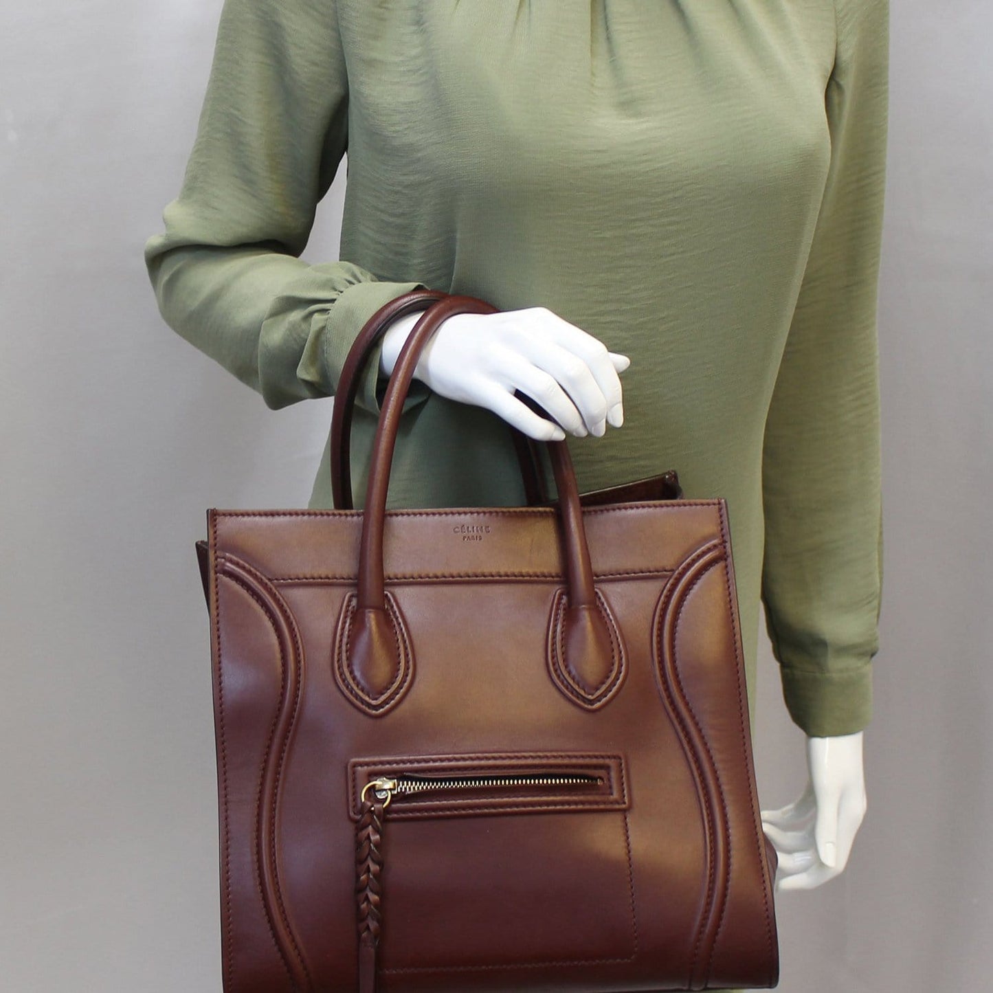 Burgundy Phantom Luggage Tote Bag Leather Medium