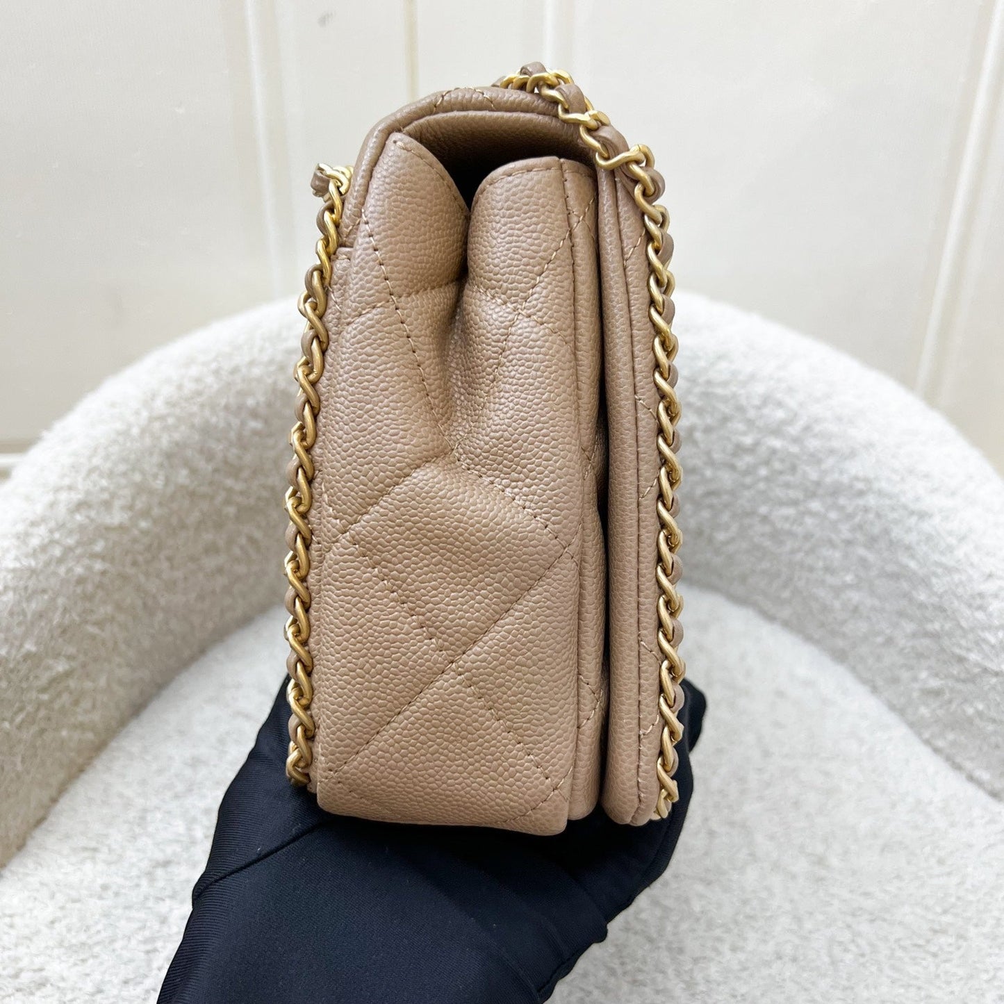 Chanel Never Ending Chain Flap in Milk Tea Beige Caviar and AGHW (Model: ) Accessory